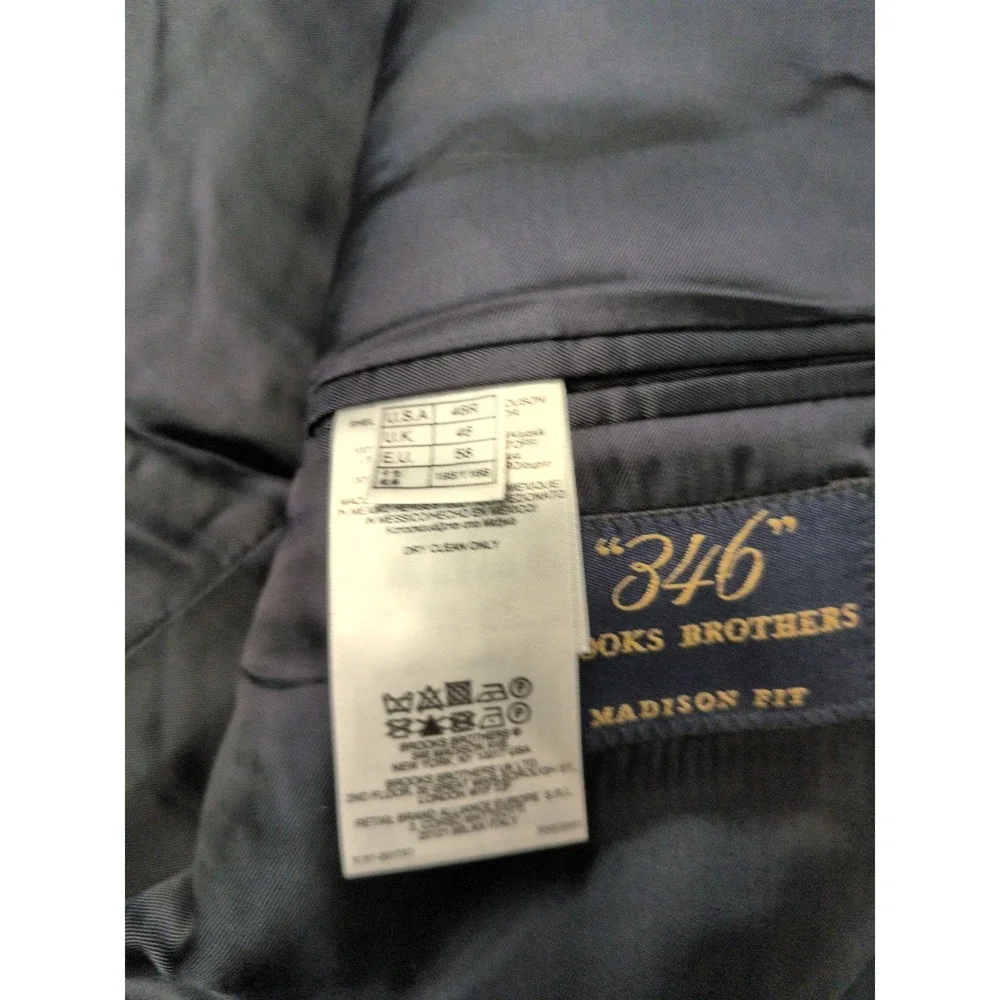 Brooks Brothers‎ 346 Madison Fit Navy Blue Wool Blazer Gold Buttons Mens 46R